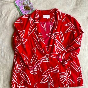 Vintage red & white cotton ladies’ lightweight blazer